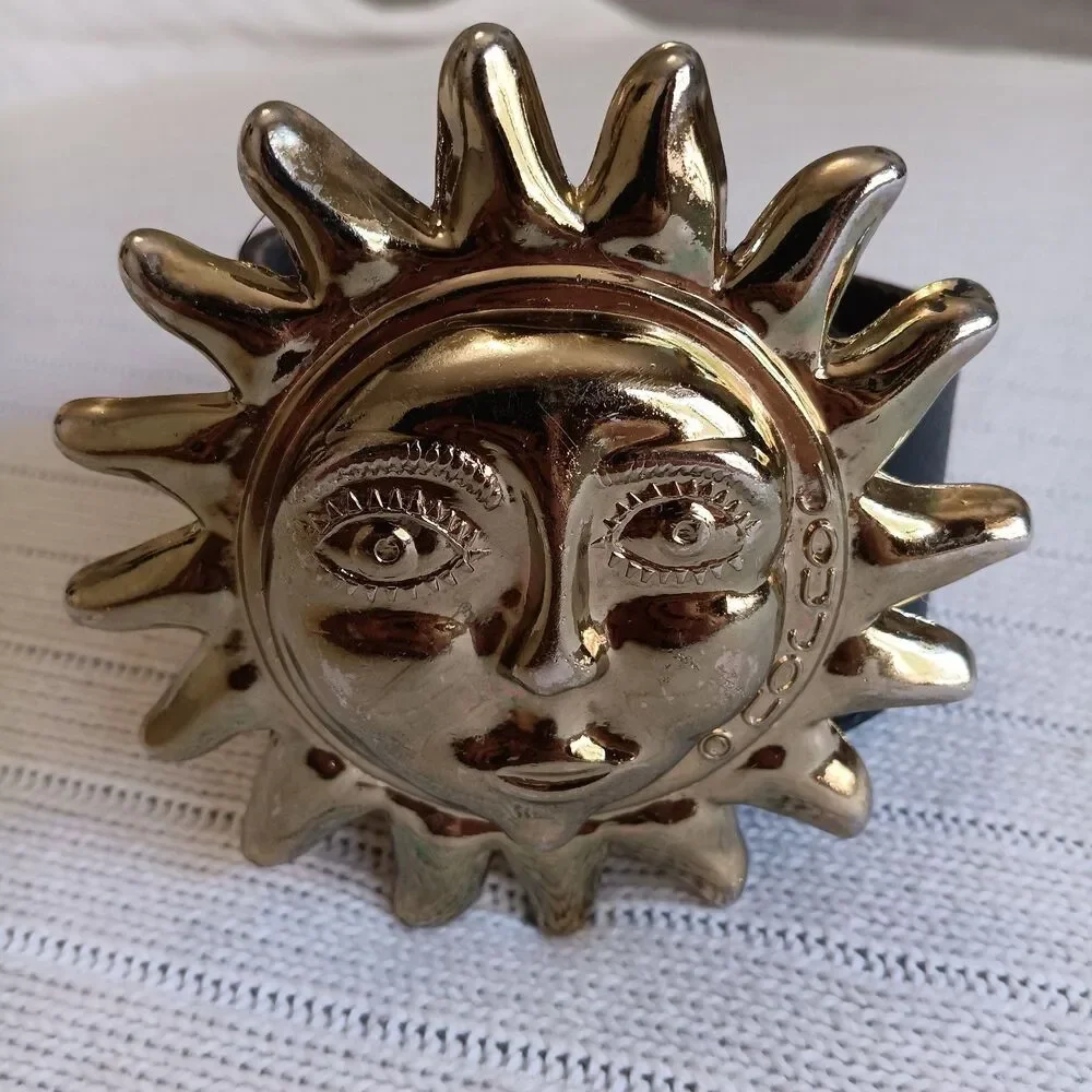 Rare Vtg 90 Moschino O Cocco Sun Face Leather Belt Redwall Italy Fair Wimsigoth